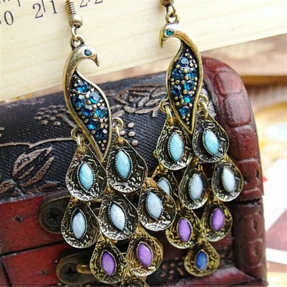 Dangling Peacock Earrings
